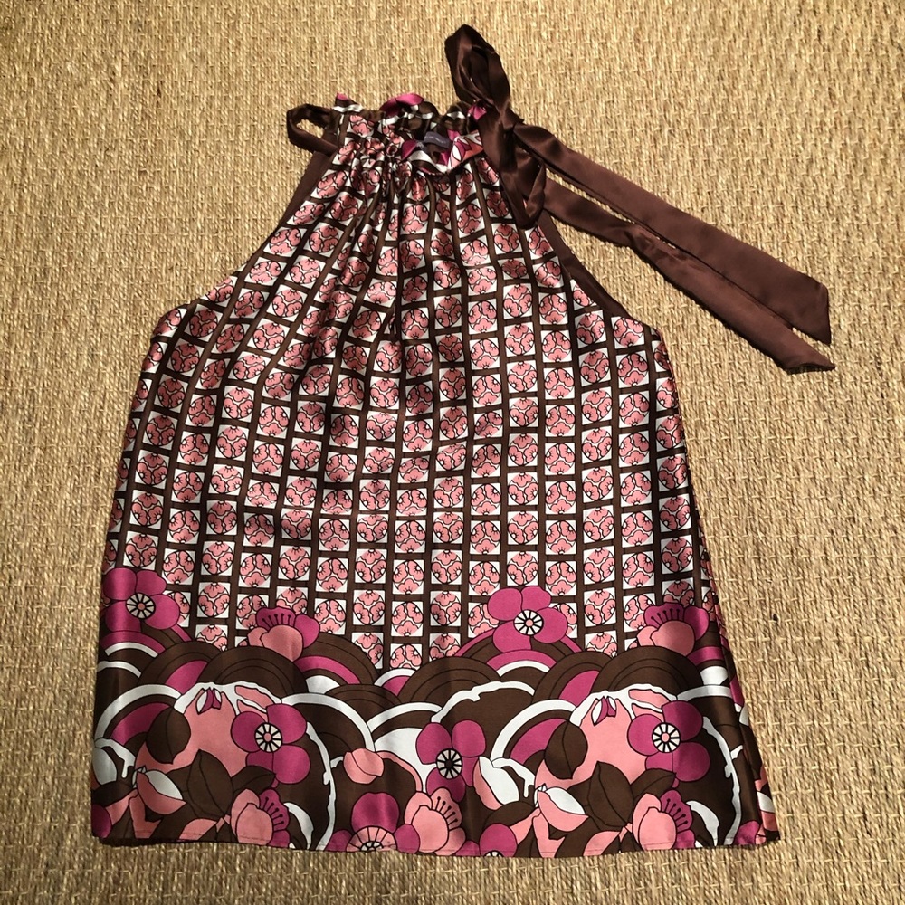 Silk pink high neck tie up cami!